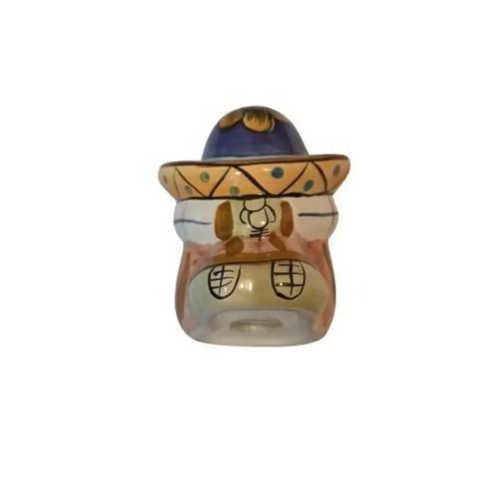 Talavera Style Mexican Salt & Pepper Shakers Sombrero Pair Hand Painted Ceramic
